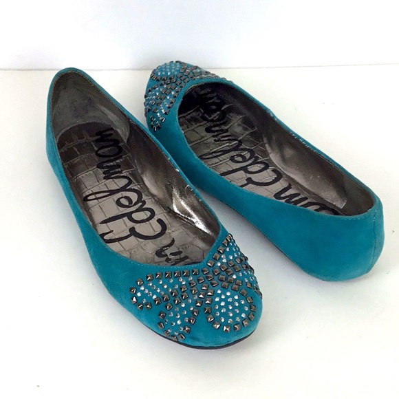 Sam Edelman Charlene Leather Flats Boho Turquoise - Picture 1 of 14